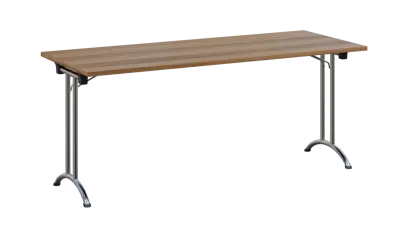 SLC 180 chrom skládací jednací stůl 1800x700, deska 25 mm, podnož chrom, deska ořech světlý